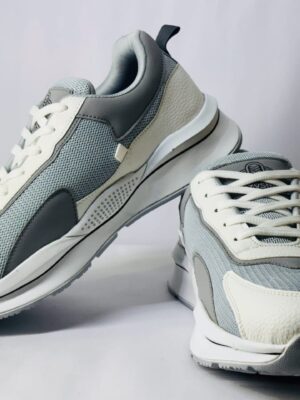 CozyStride AeroFlow – Grey & White Sporty Sneakers